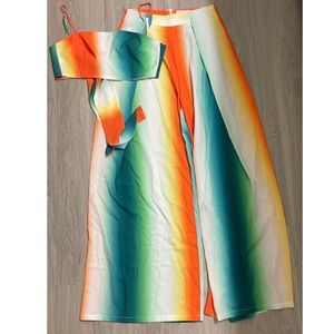 Fashion nova multi color flare pants set